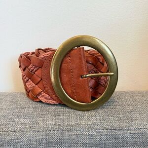 Brown Tan Woven Braided Wide Chunky Vintage Belt Sz M